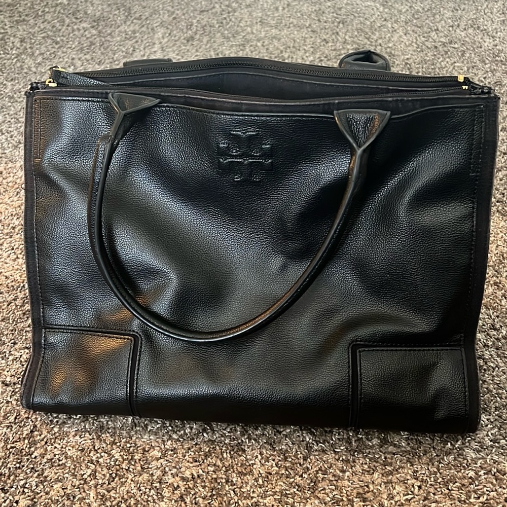 Tory Burch Black Leather Tote Bag